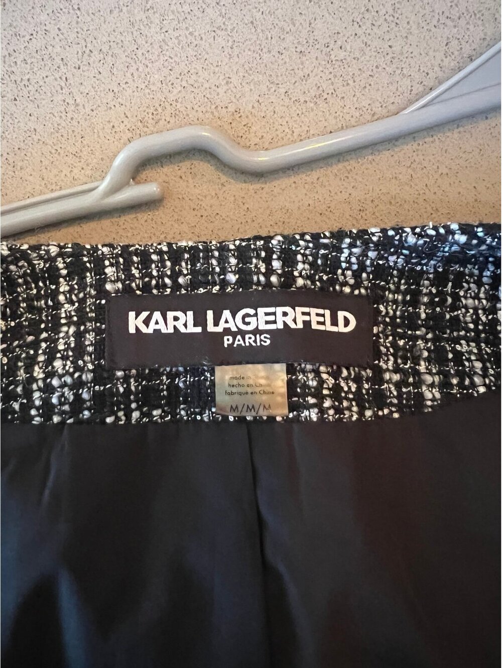 Karl Lagerfeld Cropped Tweed Jacked Size M - Picture 5 of 7